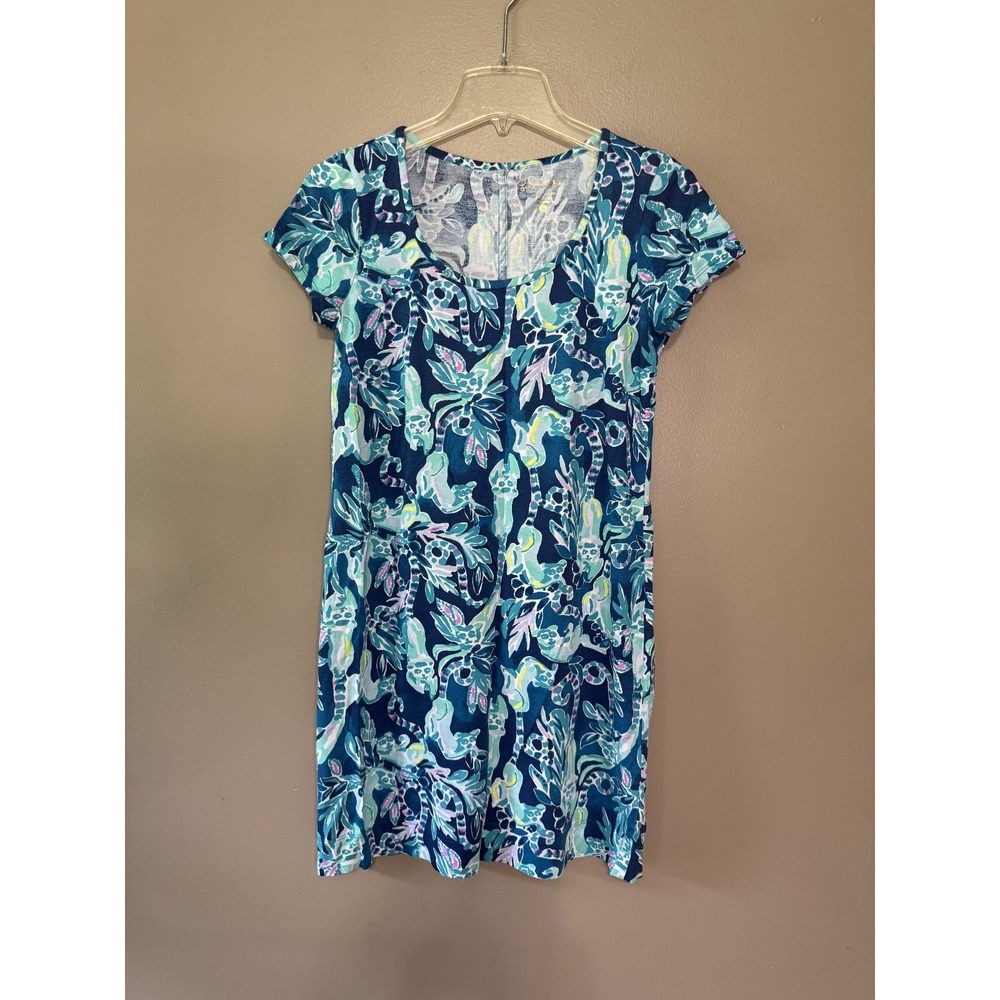 Lilly Pulitzer Beacon T-Shirt Dress Small Tidal Wave The Details Short Sleeve